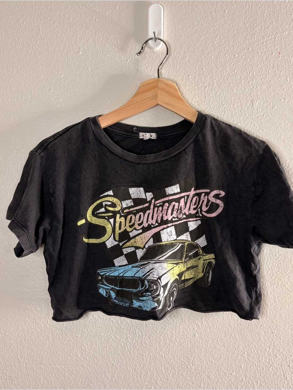 Speedmasters Black Graphic Crop Tee
